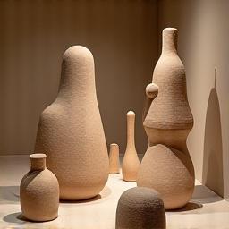 Abstrakte Keramikinstallationen in einer Galerie, symbolisiert künstlerische Projekte