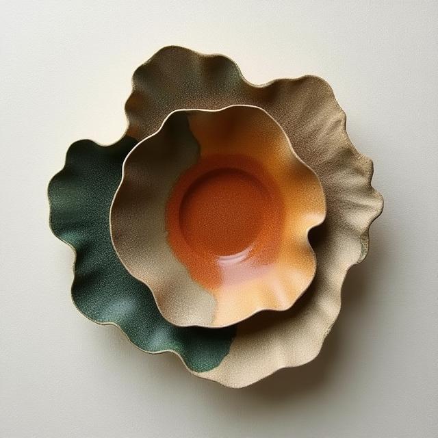 Abstraktes Keramik-Wandobjekt in erdfarbenen Tönen mit organischer Form